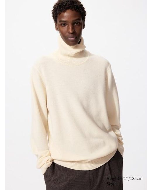 Uniqlo Natural 100% Lambswool Turtleneck Jumper for men
