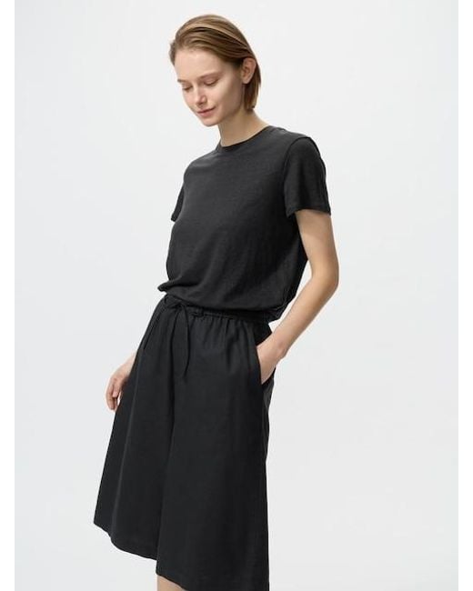 Uniqlo Black 100% Linen Crew Neck T-Shirt
