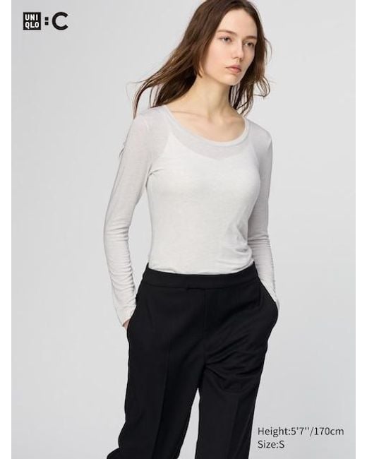 Maglia Termica Heattech Extra Caldo Misto Cashmere Scollo Tondo di Uniqlo in White