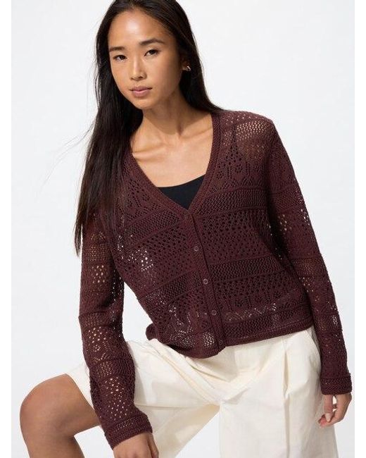 Uniqlo Purple Crochet V Neck Cardigan