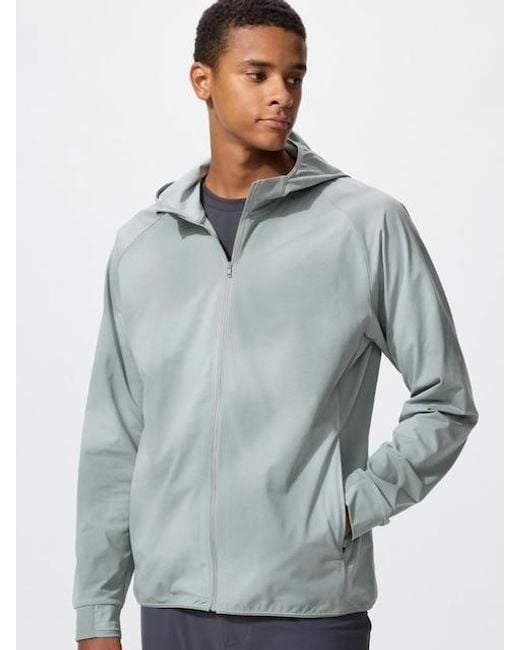 Uniqlo Gray Dry-Ex Uv Protection Full-Zip Hoodie (Printed) for men
