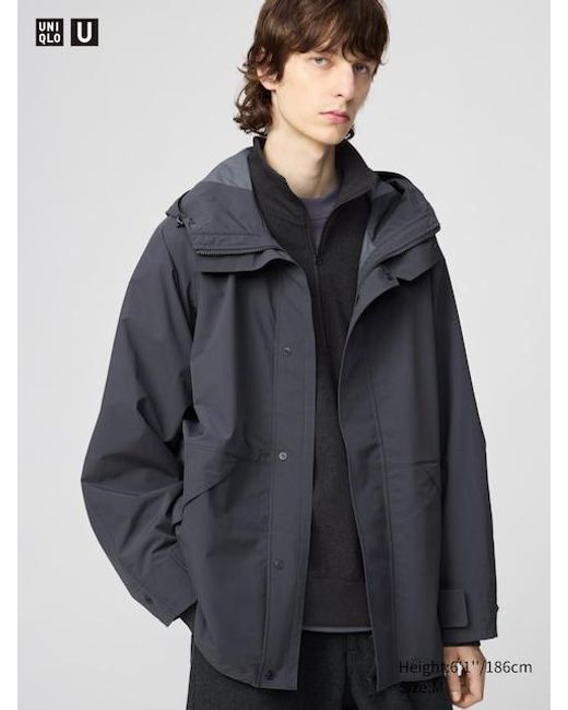 Uniqlo Blue Blocktech Utility Parka for men