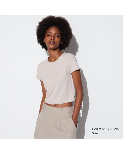 Uniqlo White Polyester cropped ultra stretch airism t-shirt