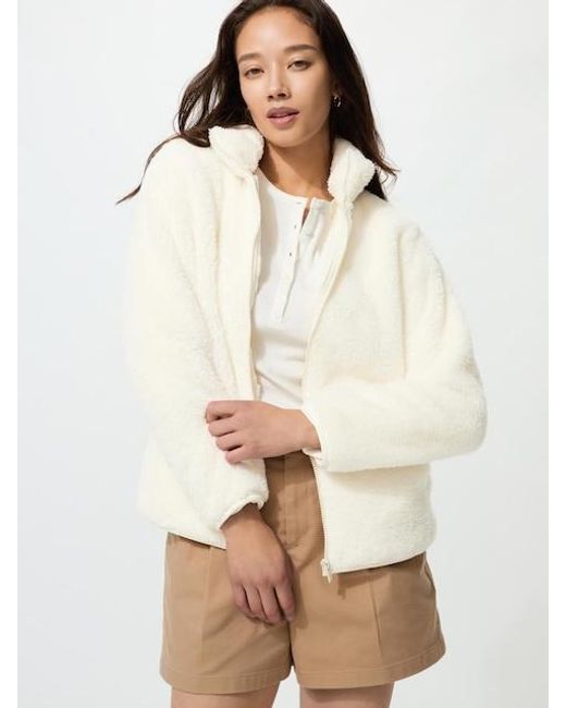 Uniqlo Natural Fluffy Yarn Fleece Full-Zip Jacket