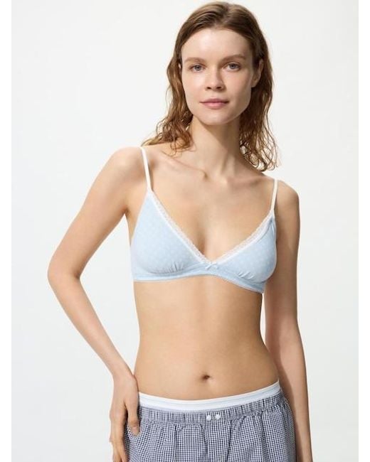 Uniqlo Blue Wireless Bra (Cotton, Triangle)