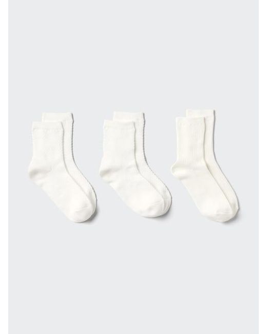 Uniqlo White Socks (3 Pairs, Popcorn)