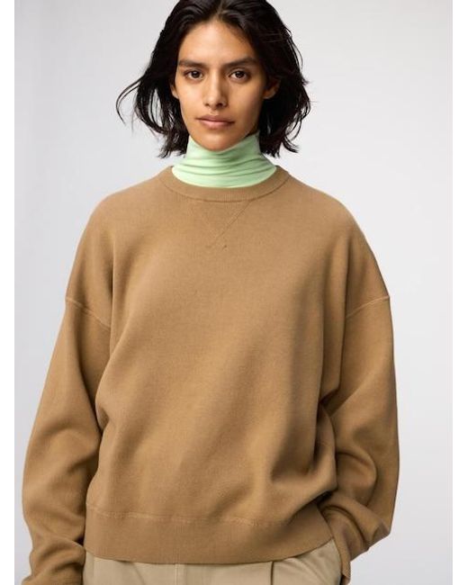 Uniqlo Brown Smooth Cotton Crew Neck Jumper for men