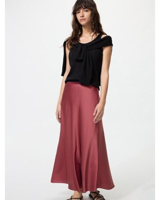 Uniqlo Red Satin Skirt
