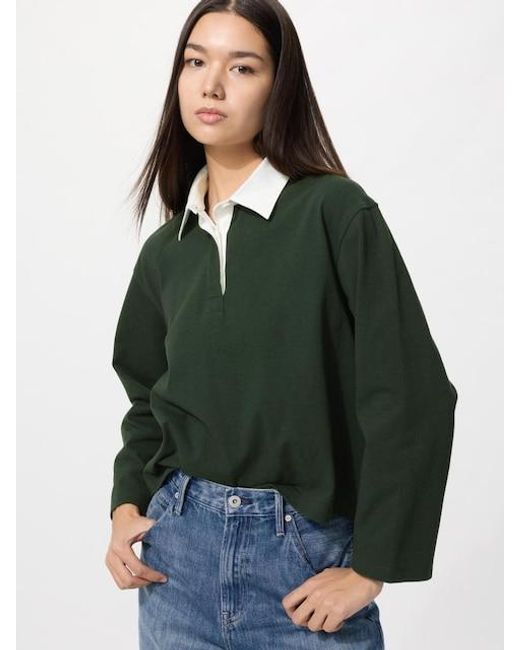 Uniqlo Green Washed Cotton Polo Shirt (Long Sleeve)