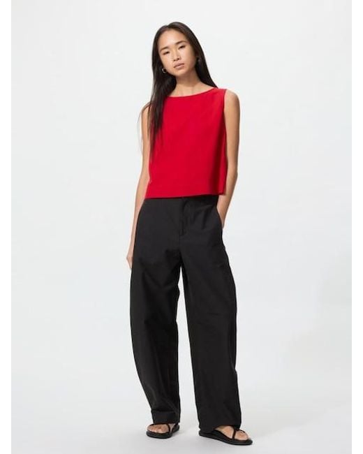 Uniqlo Red Jersey Barrel Leg Trousers