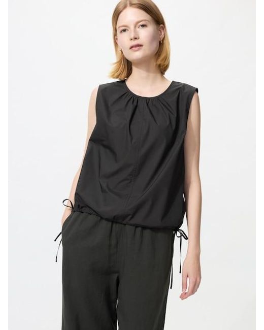 Uniqlo Black Cotton Blend Sleeveless Blouse