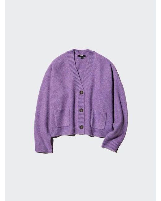 Uniqlo Purple Soufflé Yarn Short Cardigan