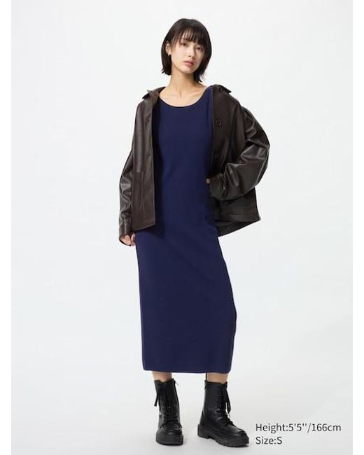 Uniqlo Blue Washable Ribbed Knit Dress (Sleeveless)