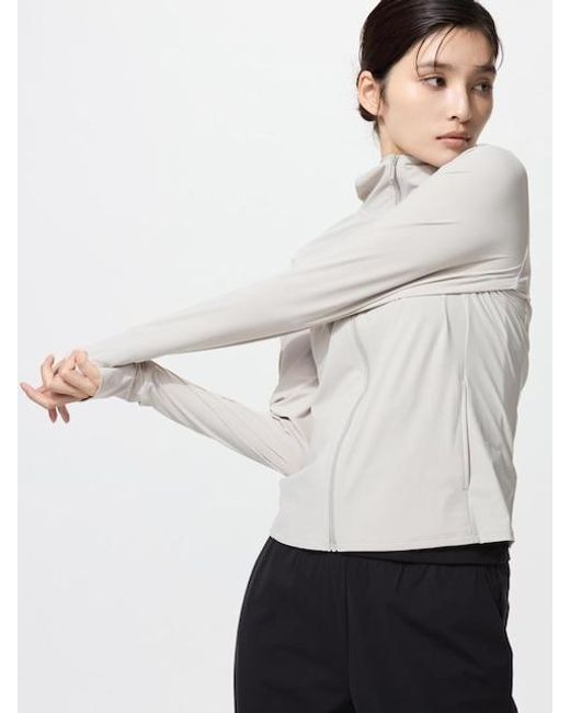 Uniqlo Gray Ultra Stretch Airism Uv Protection Full-Zip Hoodie