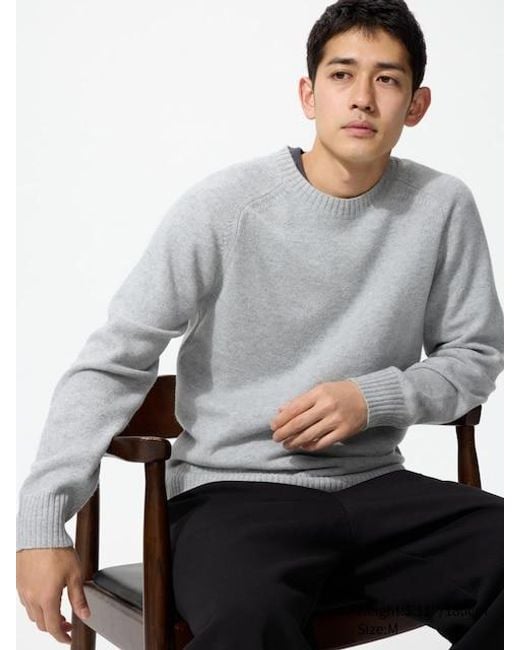 Uniqlo Gray Lambswool Crew Neck Jumper for men
