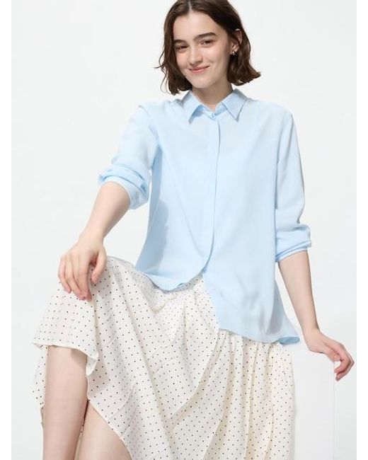 Uniqlo Blue Rayon Blouse