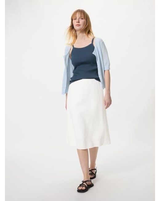 Uniqlo Blue Linen Blend Narrow Midi Skirt