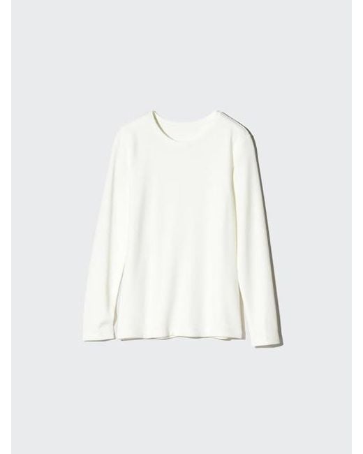 Uniqlo White Heattech Ultra Warm Crew Neck T-Shirt (Long Sleeve)