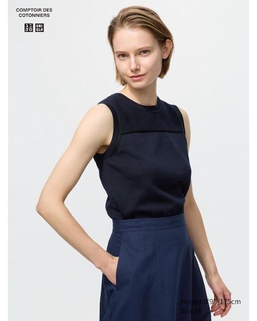 Uniqlo Blue Cotton Crew Neck Jumper (Sleeveless)