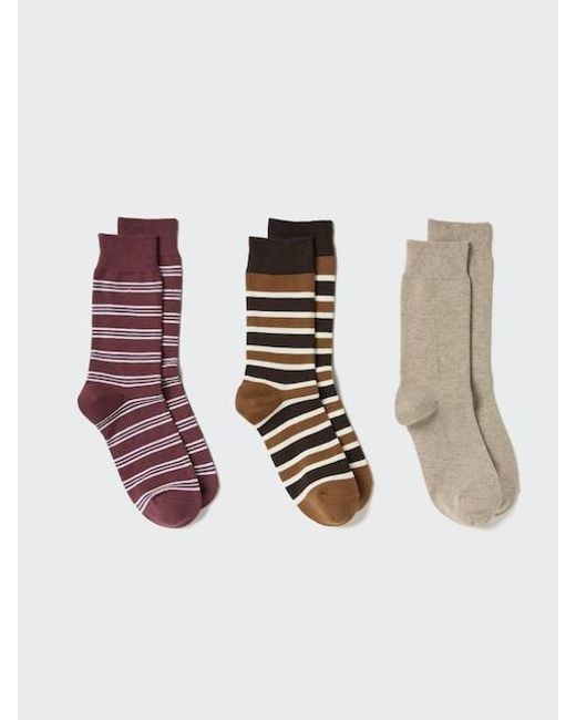 Uniqlo White Socks (Striped, 3 Pairs)