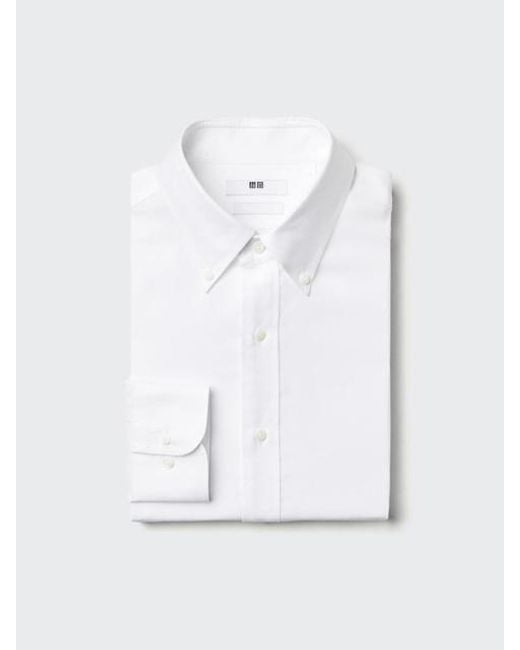 Uniqlo White Super Non-Iron Slim Fit Shirt (Button Down Collar) for men