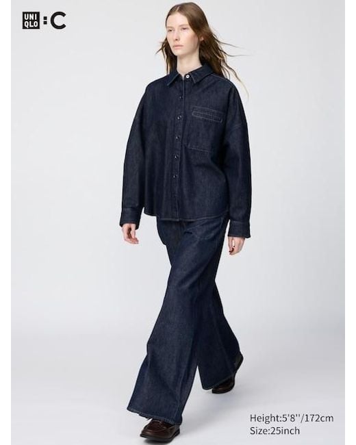 Uniqlo Blue Low Rise Wide Jeans