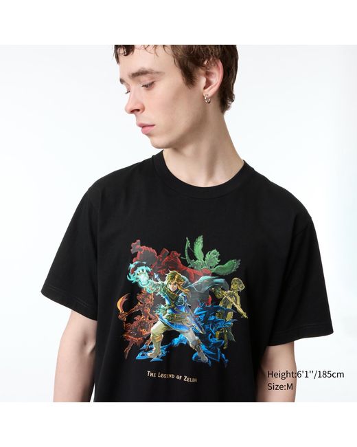 Algodón The Legend of Zelda UT Camiseta Estampado Gráfico Uniqlo de hombre de color Black