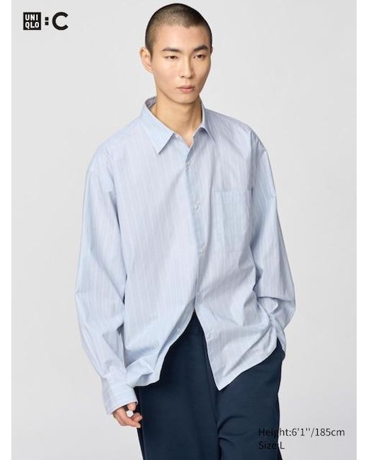 Camicia Popeline Oversized A Righe di Uniqlo in Blue da Uomo