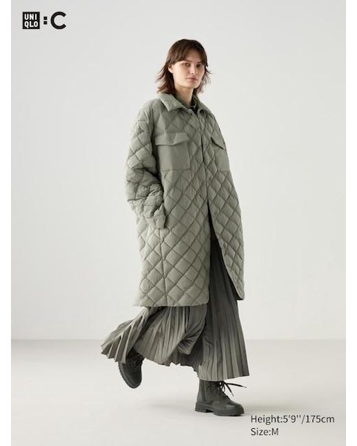 Uniqlo Green Puffertech Mantel (Gesteppt)