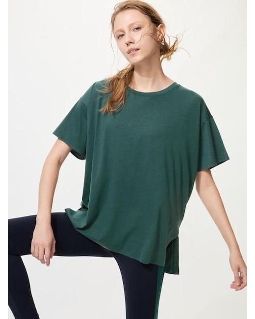 Uniqlo Green Airism Relaxed Crew Neck T-Shirt