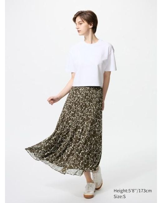 Falda Chifón (Estampada) Uniqlo de color White