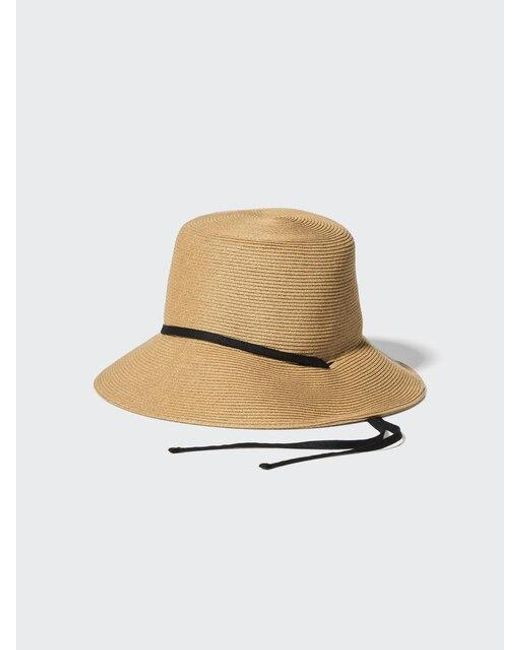 Uniqlo White Uv Protection Adjustable Paper Braid Hat