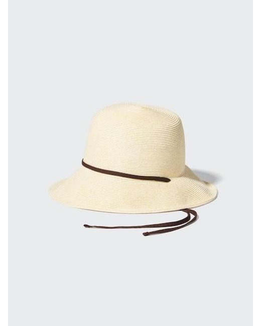 Uniqlo White Uv Protection Adjustable Paper Braid Hat