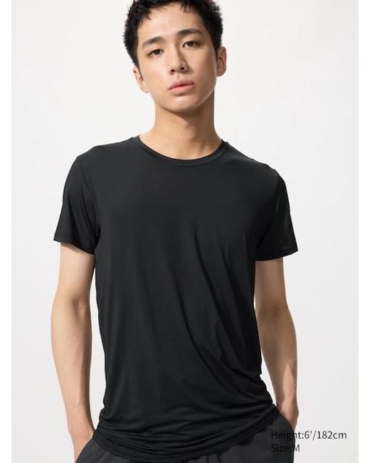 Uniqlo Black Airism Crew Neck T-Shirt for men