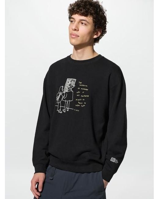 Uniqlo Black Jason Polan Ut Graphic Sweatshirt for men