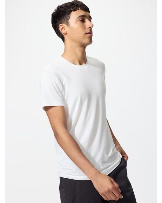 Uniqlo White Heattech Crew Neck T-Shirt (Short Sleeve) for men