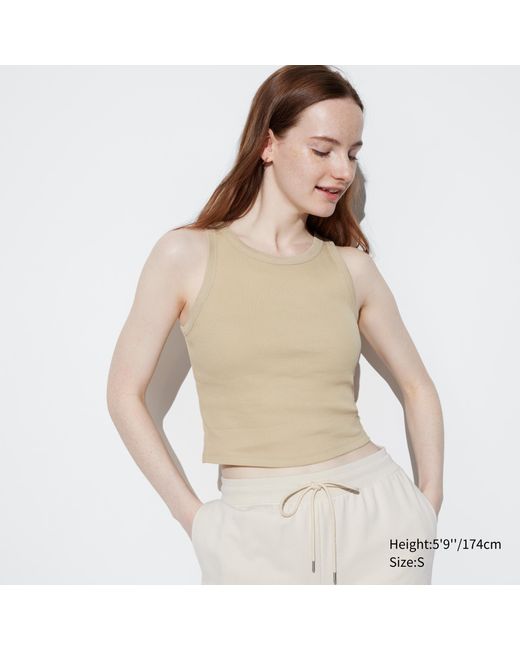Uniqlo Natural Baumwolle geripptes cropped bh-tanktop