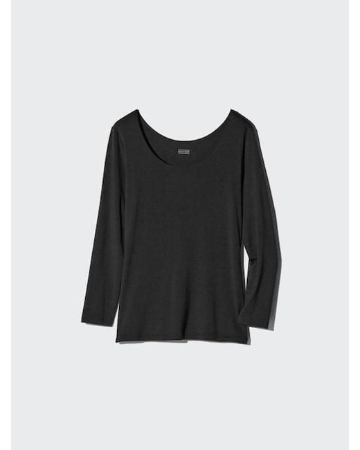 Uniqlo Black Heattech Scoop Neck T-Shirt (Long Sleeve)
