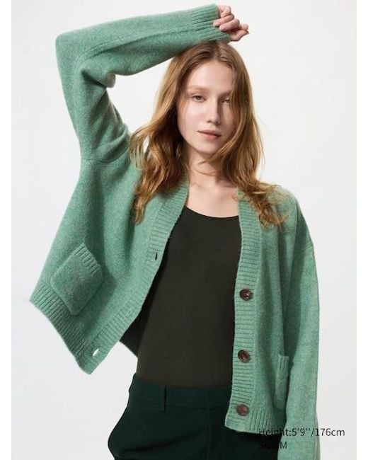 Uniqlo Green Soufflé Yarn Short Cardigan