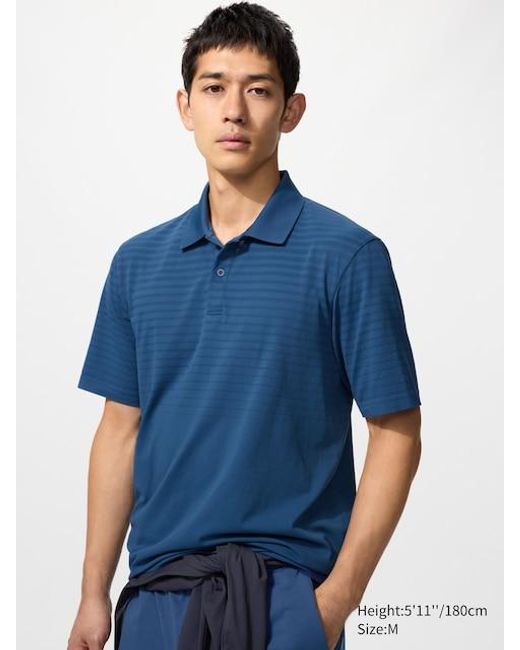 Uniqlo Blue Dry-Ex Polo Shirt (Patterned) for men