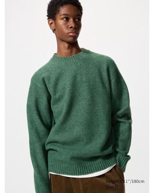 Uniqlo Soufflé Yarn Strickpullover (Rundhals) in Green für Herren