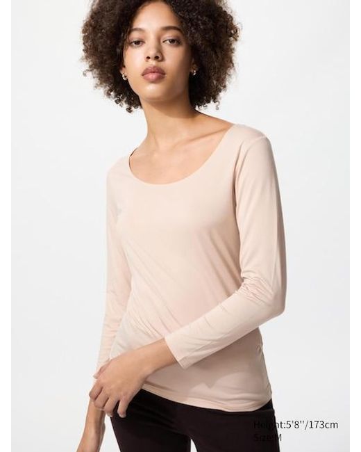 Uniqlo Pink Heattech Thermo Langarmshirt (Weiter Rundhals)
