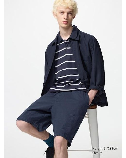 Uniqlo Gray Easy Stretch Shorts (Seersucker) for men