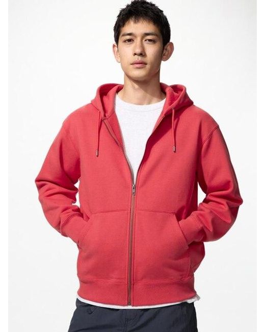 Uniqlo Red Sweat Full-Zip Hoodie for men