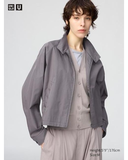 Uniqlo Gray Cotton Blend Short Blouson for men