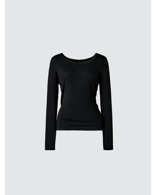 Uniqlo Black Heattech Extra Warm Cashmere Blend Scoop Neck T-Shirt
