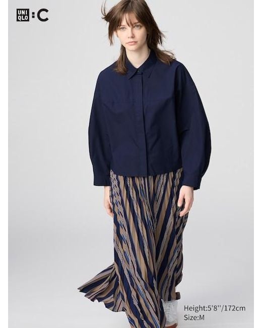 Uniqlo Blue Baumwolle Bluse (Cocoon Fit)