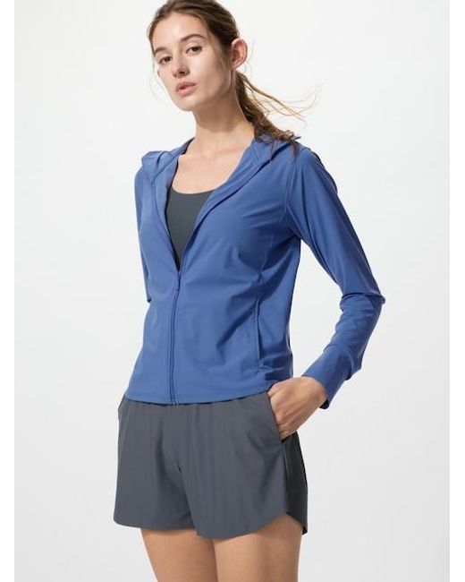 Uniqlo Blue Ultra Stretch Airism Uv Protection Full-Zip Hoodie