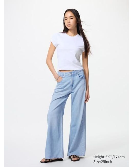 Jeans Ampi Svasati di Uniqlo in Blue