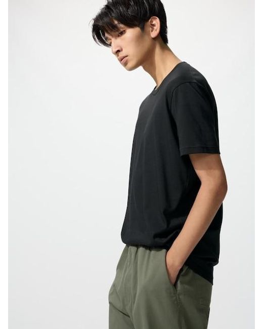 Uniqlo Black Dry Colour Crew Neck T-Shirt for men